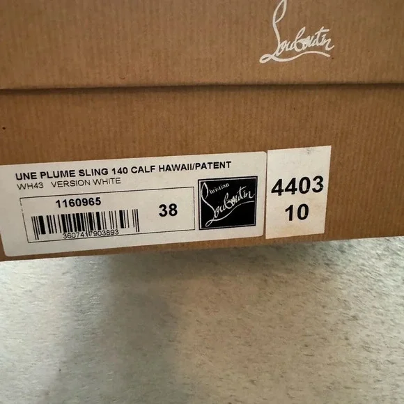 🔥 Christian Louboutin UNE PLUME SLING 140 CALF HAWAII/PATENT - Picture 7 of 8